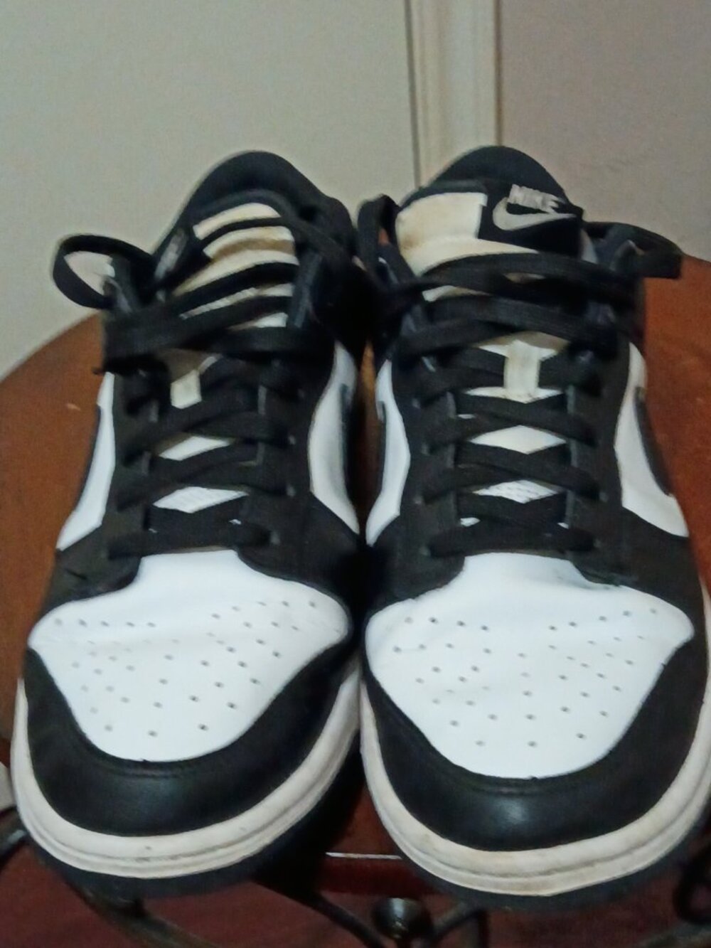 Nike Dunk Low Panda Sneakers Black White Leather Women's Size 10.5 Low Top - Picture 5 of 14